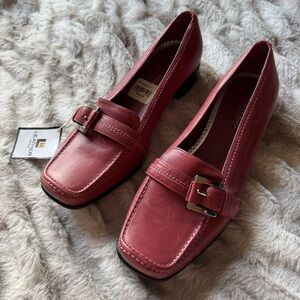 Pink Leather Loafers